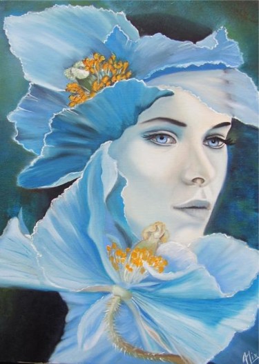 Peinture intitulée "Blue mystery" par Alix, Œuvre d'art originale, Huile