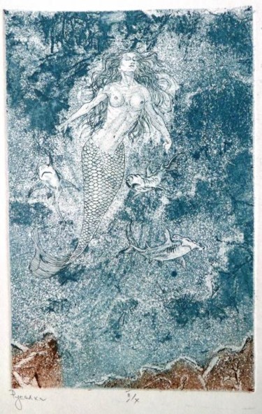 Printmaking titled "Naiad" by Katerina Evgenieva, Original Artwork, Etching