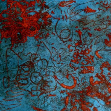 Peinture intitulée "Gravure lagon et co…" par Clo Lecouturier, Œuvre d'art originale