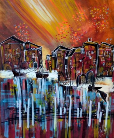 Peinture intitulée "Le pont de Saint-La…" par Muriel Cayet, Œuvre d'art originale, Acrylique