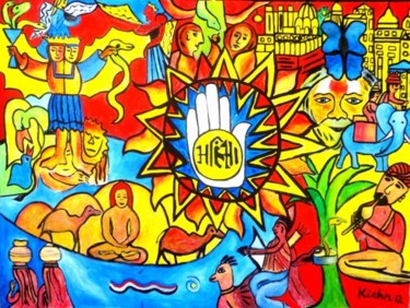 Painting titled "Ahimsa - Paz - Peac…" by Georg Kiehn, Original Artwork
