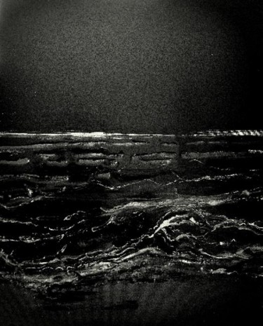 Painting titled "Marine Noir" by Cel Ine, Original Artwork, Oil