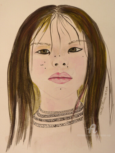 绘画 标题为“Asiatique” 由Chantal Thomas Rogé, 原创艺术品, 水彩