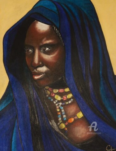 Peinture intitulée "Femme Afar d'Ethiop…" par Céline Alves, Œuvre d'art originale, Huile