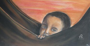 Peinture intitulée "Bébé dans son hamac" par Céline Alves, Œuvre d'art originale, Huile