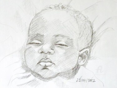 Peinture intitulée "Bébé métisse" par Céline Alves, Œuvre d'art originale, Huile