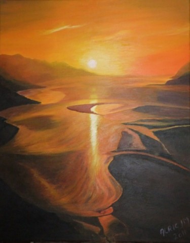 Peinture intitulée "coucher de soleil s…" par Jean-Marc Alric, Œuvre d'art originale