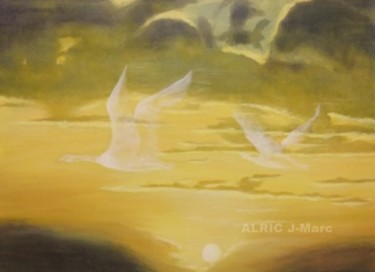 Peinture intitulée "Fantômes d'oies" par Jean-Marc Alric, Œuvre d'art originale, Autre