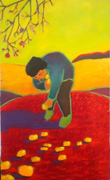 Peinture intitulée "Cueillette automnale" par Maya Ratovondrahona, Œuvre d'art originale, Huile