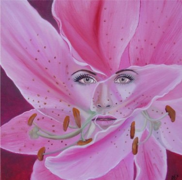 Peinture intitulée "Heart of lily" par Alix, Œuvre d'art originale, Huile