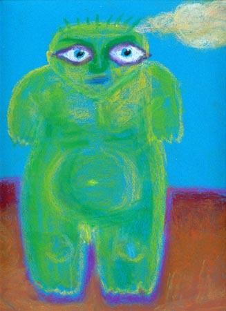 Peinture intitulée "songeur" par Denis Bonnes, Œuvre d'art originale, Huile