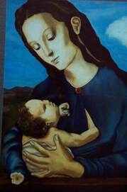 Painting titled "vierge et enfant" by Reginald Gray, Original Artwork