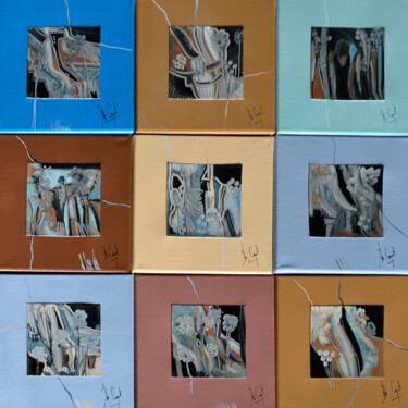 Peinture intitulée "Montage d'automne" par Muriel Cayet, Œuvre d'art originale