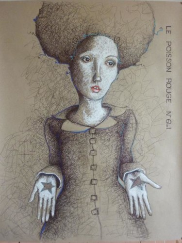 Peinture intitulée "le poisson rouge n°…" par Catherine Cornec, Œuvre d'art originale