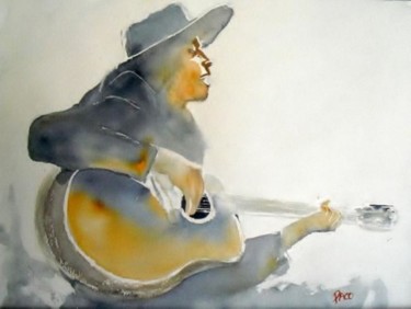 Peinture intitulée "guitariste" par Paco Cabrera, Œuvre d'art originale