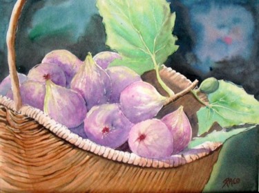 Peinture intitulée "panier de figues" par Paco Cabrera, Œuvre d'art originale