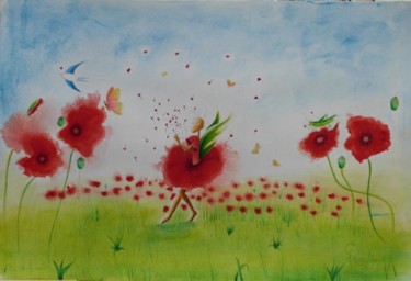 Peinture intitulée "Je m'enrobe coqueli…" par Rosyline, Œuvre d'art originale, Huile