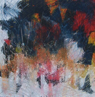 Peinture intitulée "il pleuvait ce jour…" par Chamartin, Œuvre d'art originale, Huile