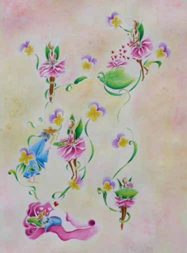 Peinture intitulée "Tendre coussin" par Rosyline, Œuvre d'art originale, Huile