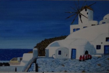Peinture intitulée "MOULIN DE SANTORIN" par Eric Altmeyer, Œuvre d'art originale