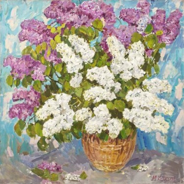 Painting titled "Lilac" by Mihail Kokin, Original Artwork, Oil