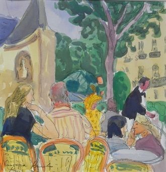 Painting titled "les 2magots st germ…" by Varvara Bracho, Original Artwork