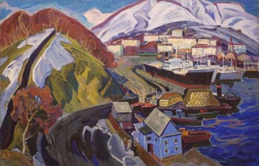 Painting titled "Petropavlovs-Kamcha…" by Mihail Kokin, Original Artwork, Oil
