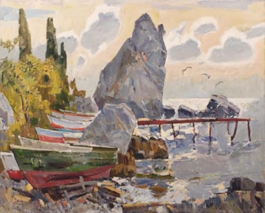 Painting titled "Gurzuf" by Mihail Kokin, Original Artwork, Oil