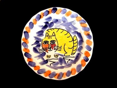 Design intitulée "Le chat" par Nikko Kali, Œuvre d'art originale, Céramique