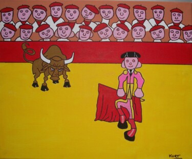 Tableau naif acrylique la corrida 绘画 标题为“Tableau naif acryli…” 由Didier Dordeins, 原创艺术品, 丙烯