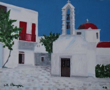 Peinture intitulée "EGLISE EN CRETE" par Eric Altmeyer, Œuvre d'art originale, Acrylique