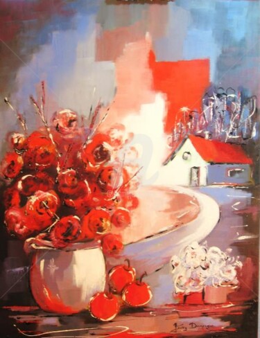 Peinture intitulée "Chemin de l'espoir" par Jacky Dumergue, Œuvre d'art originale, Huile