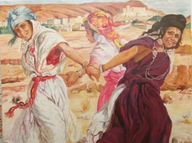 Pittura intitolato ""Bordj Essaâ"- rep…" da Hassina Bouglam, Opera d'arte originale