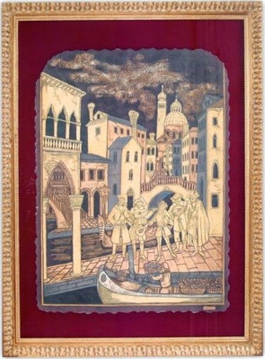 Printmaking titled "Serenata a Venezia,…" by Bruno Bertoldini Bruber, Original Artwork