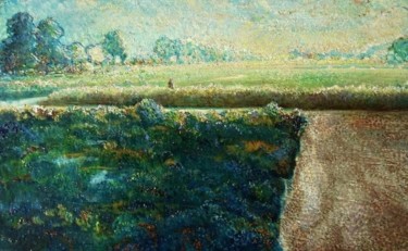 Schilderij getiteld "De Leie" door Paul Gosselin, Origineel Kunstwerk, Olie