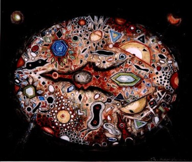 Pittura intitolato ""Microcosmo 2"" da Angelo Mazzoleni, Opera d'arte originale, Olio Montato su Telaio per barella in legno