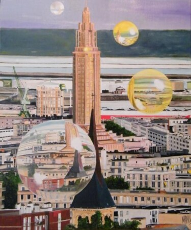 Peinture intitulée "Cent ans les sépare…" par Manu Surreabulliste, Œuvre d'art originale, Huile Monté sur Châssis en bois