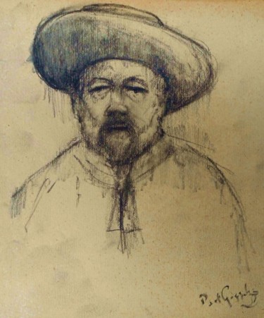 Tekening getiteld "Portret van artist…" door Paul Gosselin, Origineel Kunstwerk, Anders