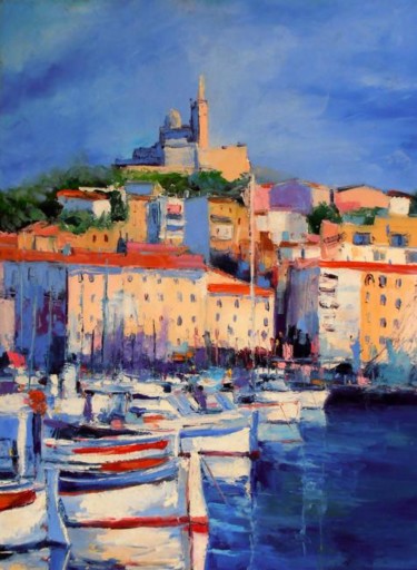 Painting titled "LUMIERE SUR MARSEIL…" by Véronique Lancien, Original Artwork