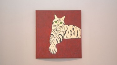 Sculpture titled "Red Cat" by Catalin Geana, Original Artwork, Mixed Media
