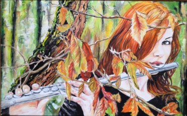 제목이 "Flute"인 미술작품 Katerina Evgenieva로, 원작, 기름