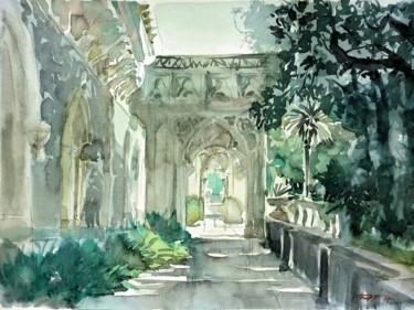 Palácio de Monserrate, Sintra, Portugal Painting titled "Palácio de Monserra…" by Francisco Cadete, Original Artwork, Watercolor