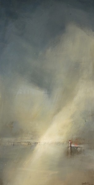 Painting titled "Nieuport, le chenal…" by Françoise Bellière, Original Artwork