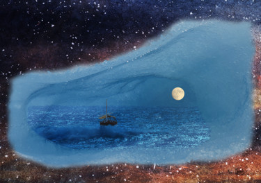 Digital Arts titled "Sortir" by Max Parisot Du Lyaumont, Original Artwork, Digital Painting Mounted on Aluminium