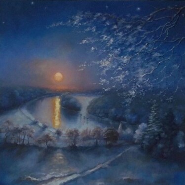 Painting titled "Frozen Blue" by Lee Campbell, Original Artwork