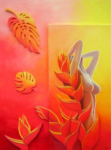 Peinture intitulée "Exotic garden" par Alix, Œuvre d'art originale, Huile