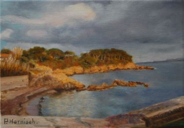 Peinture intitulée "Couchant sur Giens" par Pascale Harnisch, Œuvre d'art originale, Huile
