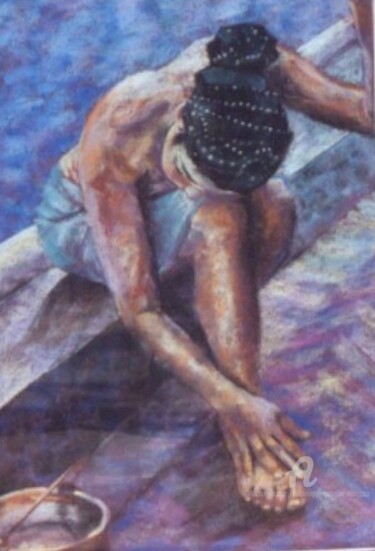 Dessin intitulée "hammam 2" par Dominique Gobelin Mansour, Œuvre d'art originale, Pastel