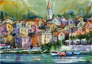 Painting titled "Varenna (Lago di Co…" by Tito Fornasiero, Original Artwork, Watercolor