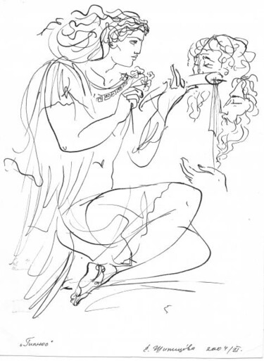 Drawing titled "Гипнос" by Elena Shipitsova, Original Artwork